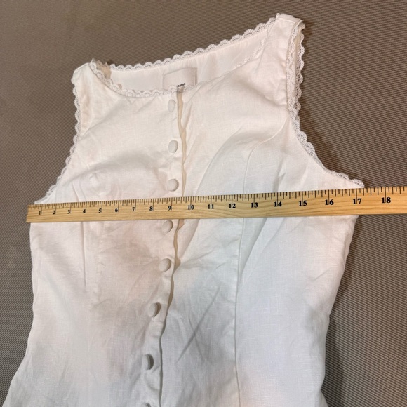 Reformation Amela Linen Top Ivory White Size 6 Lace Detail Button Down - Picture 13 of 13